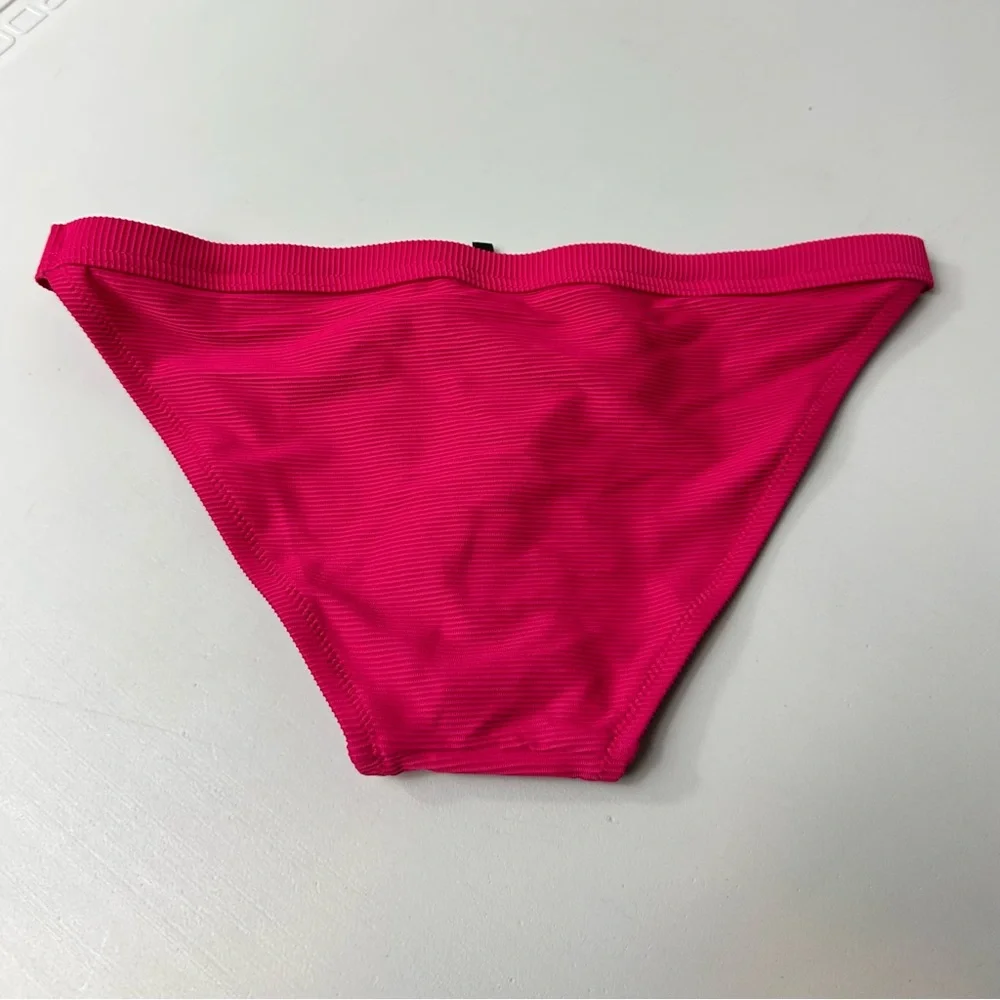 J.Crew Womens Ribbed Trim Hipster Low Rise Full Coverage Bikini Bottom Pink XS